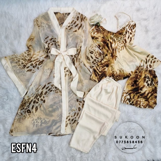 -ensemble pyjama 04 pcs tigrée en beige -ESFN4