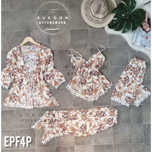 -Ensemble de pyjama en tissu 4 pieces-EPF4P