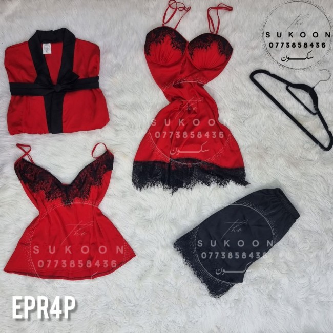 -Ensemble pyjama rouge 04 pièces-EPR4P