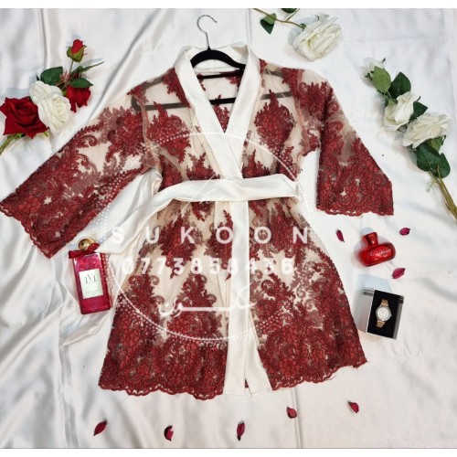 ensemble de pyjamas élégante avec peignoir en dentelle * EDS3P *