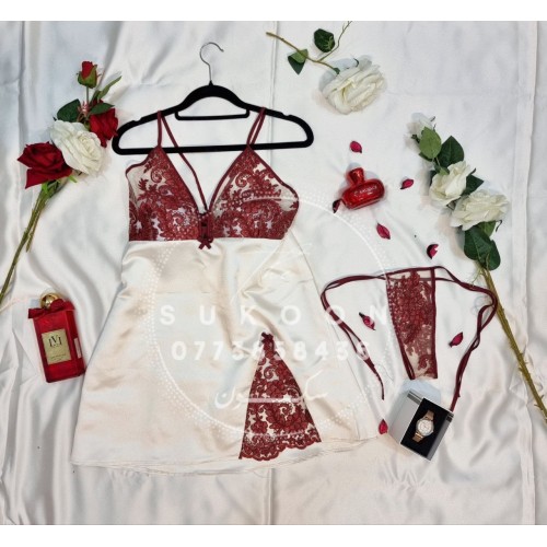 ensemble de pyjamas élégante avec peignoir en dentelle * EDS3P *