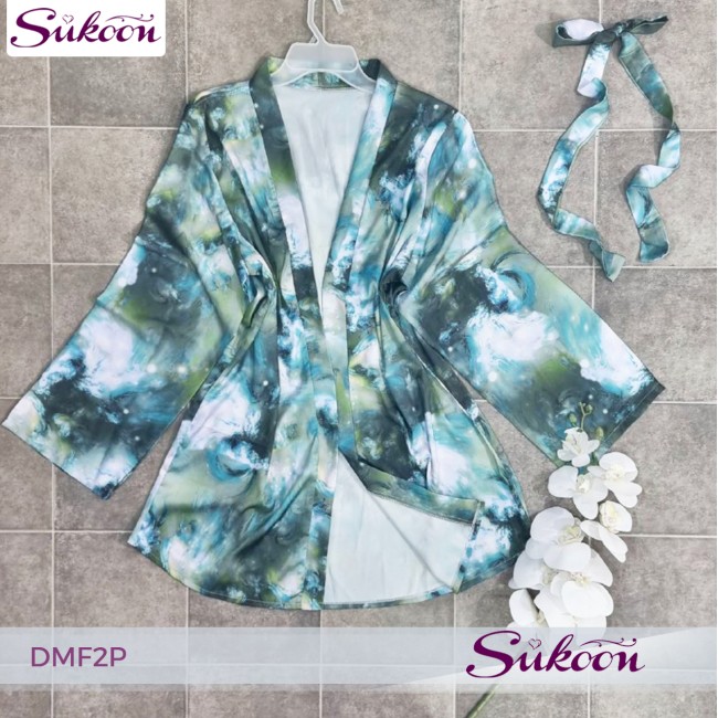 -Dishabille en satin imprimé -DMF2P