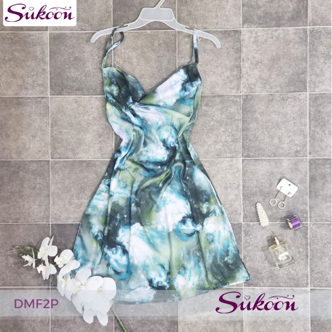 -Dishabille en satin imprimé -DMF2P