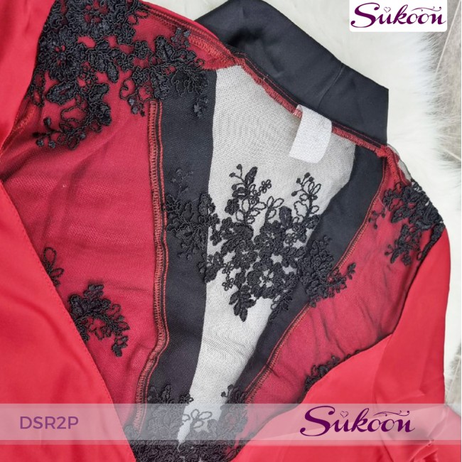 -Déshabillé en satin rouge -DSR2P
