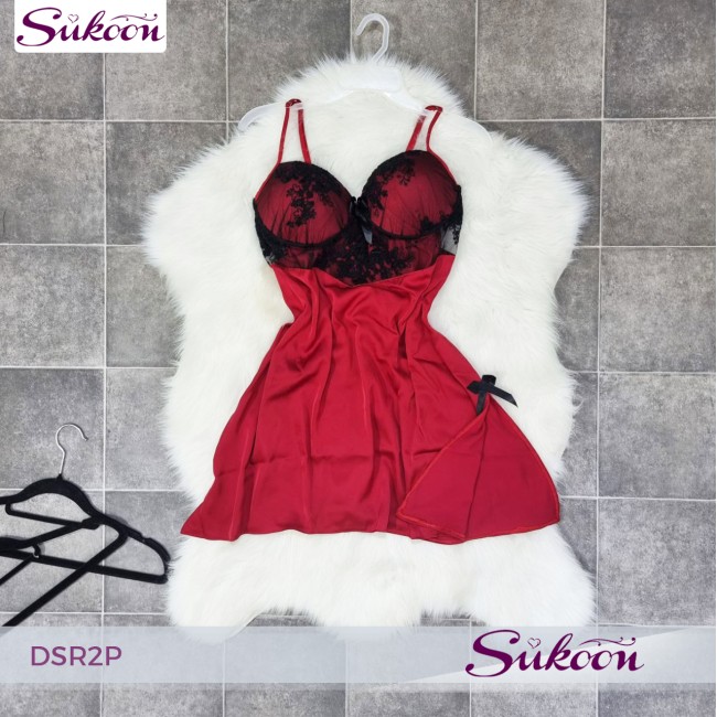 -Déshabillé en satin rouge -DSR2P