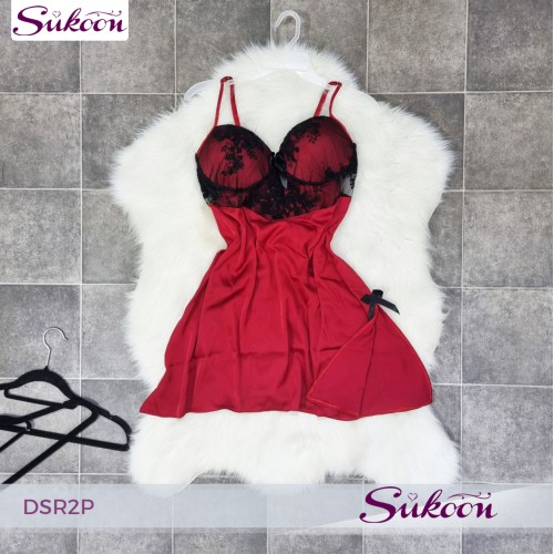 -Déshabillé en satin rouge -DSR2P