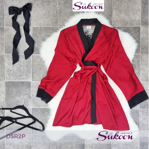 -Déshabillé en satin rouge -DSR2P