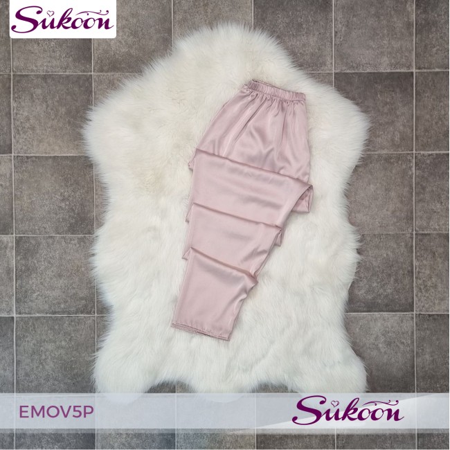 -Ensemble pyjama rose en soie 05pcs - EMOV5P