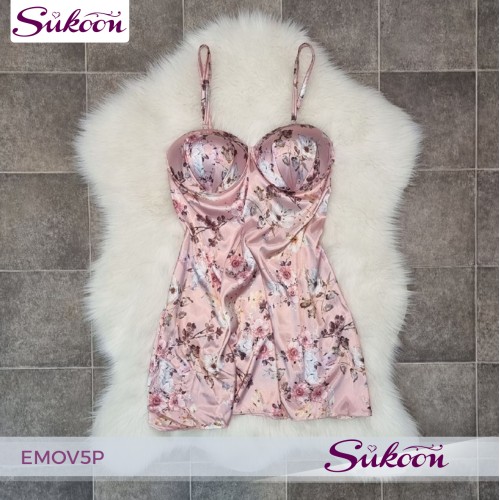 -Ensemble pyjama rose en soie 05pcs - EMOV5P