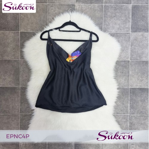 -Pyjama noir élégant en 4 pieces - EPNC4P