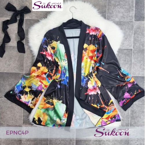 -Pyjama noir élégant en 4 pieces - EPNC4P