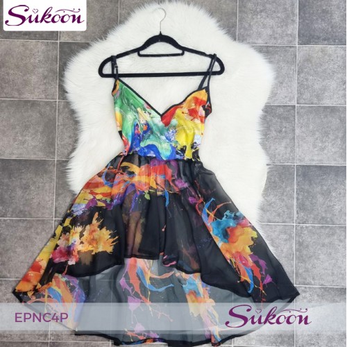 -Pyjama noir élégant en 4 pieces - EPNC4P