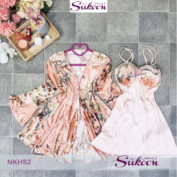 -Déshabillés en satin et velours 02 pcs -NKHS2