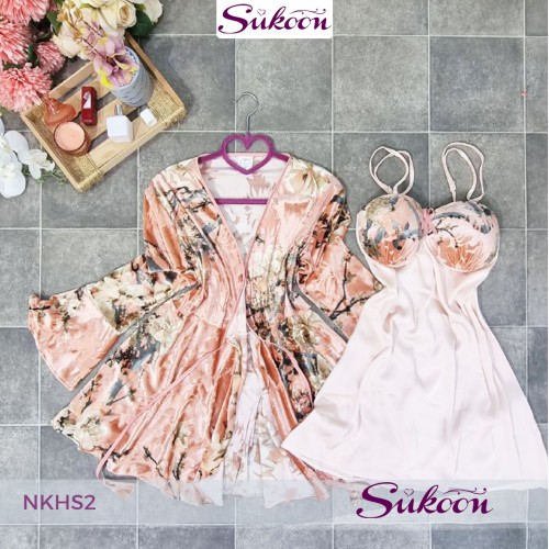 -Déshabillés en satin et velours 02 pcs -NKHS2