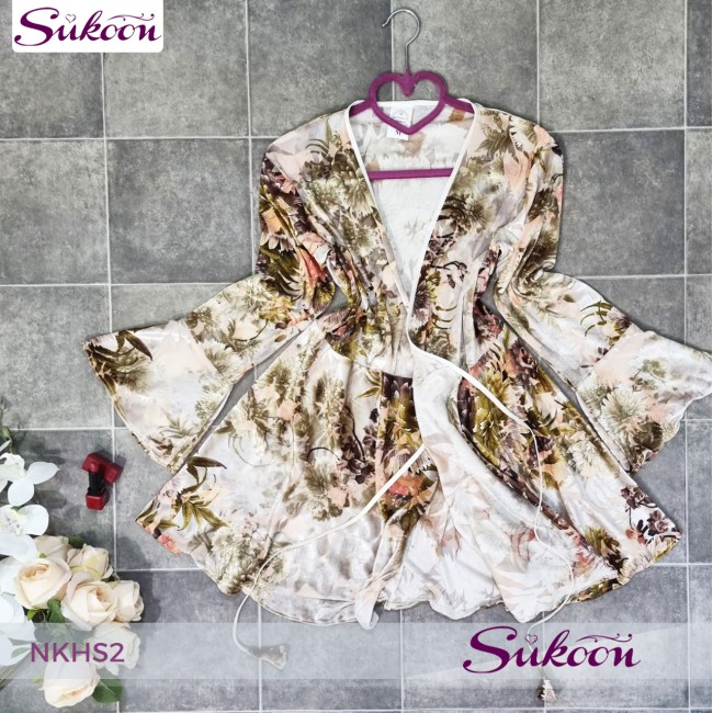 -Déshabillés en satin et velours 02 pcs -NKHS2