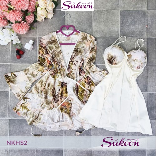 -Déshabillés en satin et velours 02 pcs -NKHS2