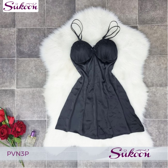 - Pyjama noir 3 pc en dentelle - PVN3P
