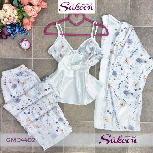 -Pyjama a fleurs en satin -GMD 4402