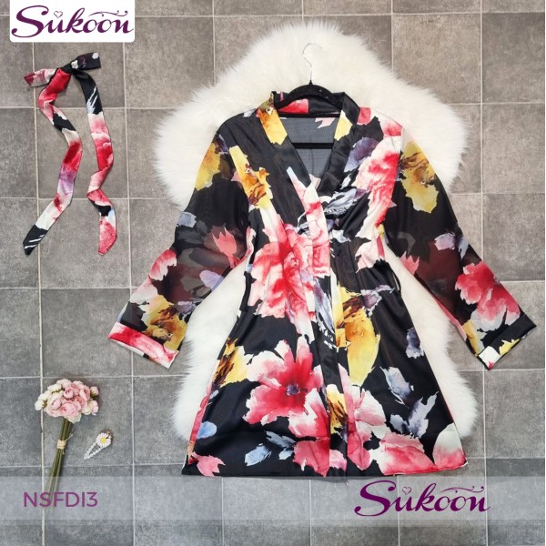 -Nuisette 3 pièces en satin imprimé -NSFDI3 2