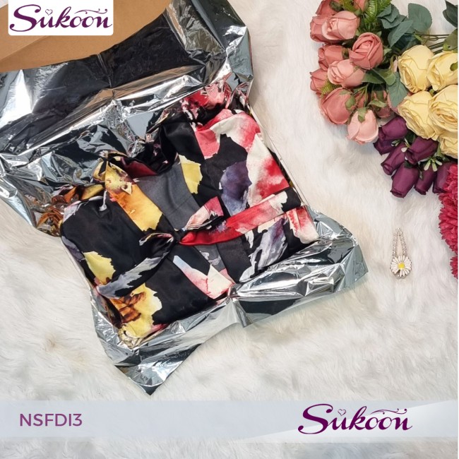 -Nuisette 3 pièces en satin imprimé -NSFDI3