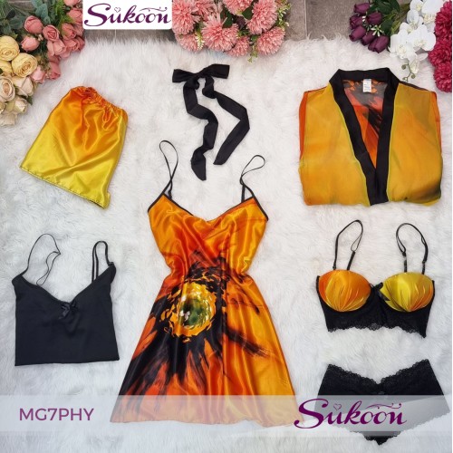 -Sunset pyjama ensemble de 6 pieces en soie-MG7PHY