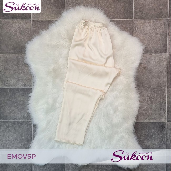 -Ensemble pyjama beige en soie 05pcs - EMOV5P