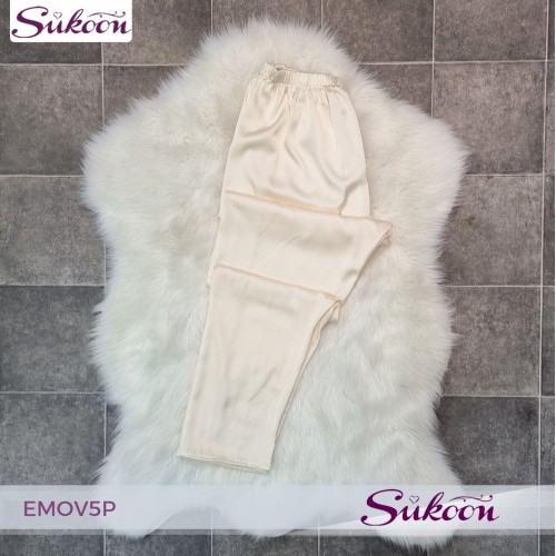 -Ensemble pyjama beige en soie 05pcs - EMOV5P