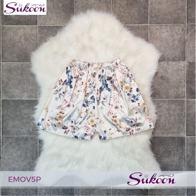 -Ensemble pyjama beige en soie 05pcs - EMOV5P