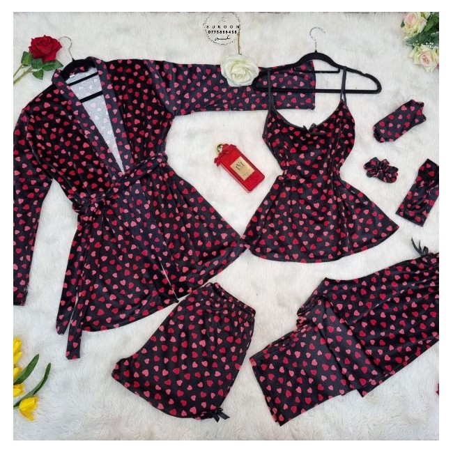 Ensemble pyjama décoré de "Petits Cœurs *EKDC7P*