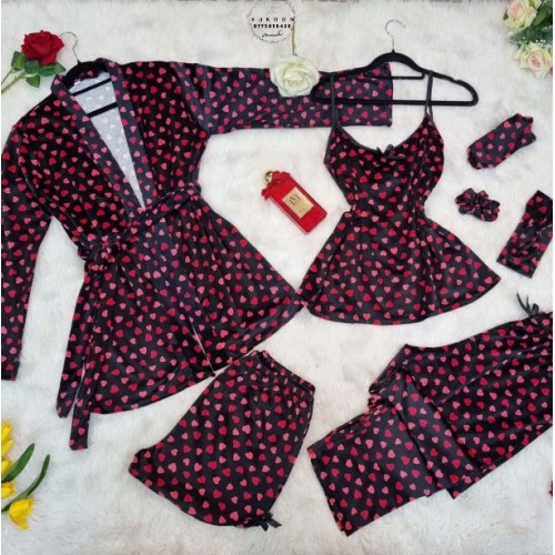 Ensemble pyjama décoré de "Petits Cœurs *EKDC7P*