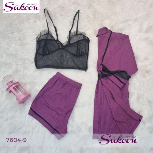 -Ensemble pyjama avec short 3 pcs -7604-12