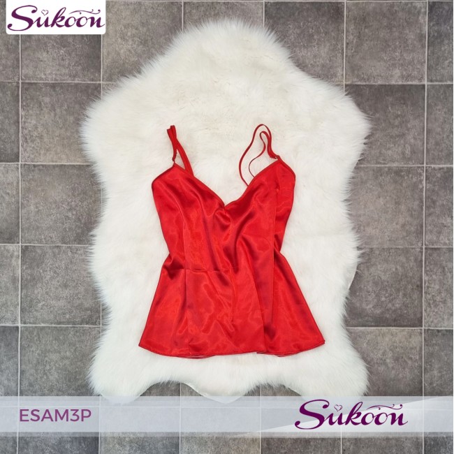 -Ensemble pyjama 3 pc en satin imprimé -ESAM3P