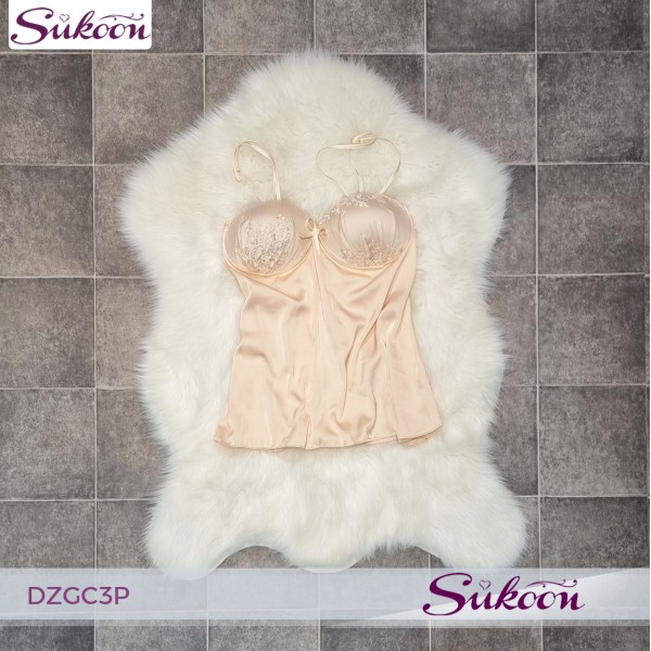 -Ensemble pyjama 3 pc en soie et dentale-DZGC3P 2