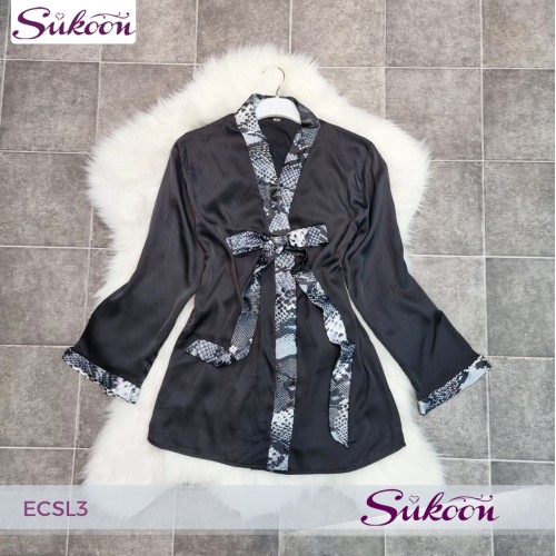 -Ensemble de pyjama en soie imprimé serpent -ECSL3