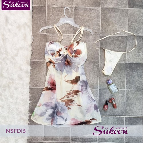 Nuisette 3 pièces en satin imprimé -NSFDI3-