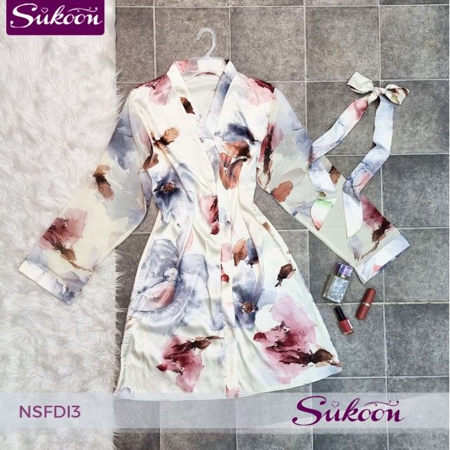 Nuisette 3 pièces en satin imprimé -NSFDI3-