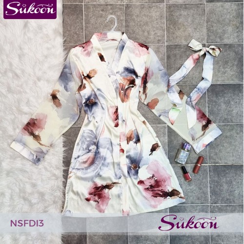 Nuisette 3 pièces en satin imprimé -NSFDI3-