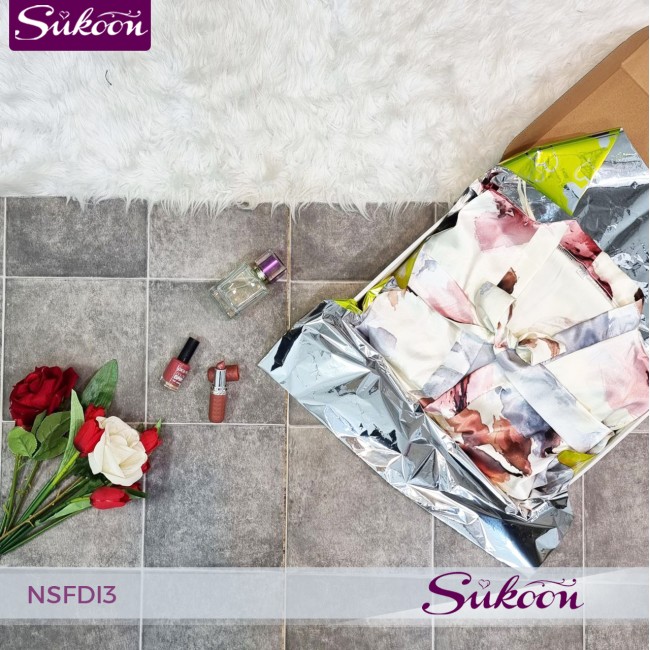 Nuisette 3 pièces en satin imprimé -NSFDI3