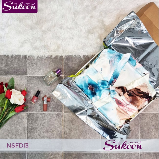 Nuisette 3 pièces en satin imprimé -NSFDI3