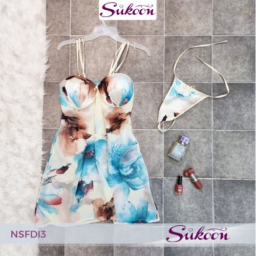 Nuisette 3 pièces en satin imprimé -NSFDI3