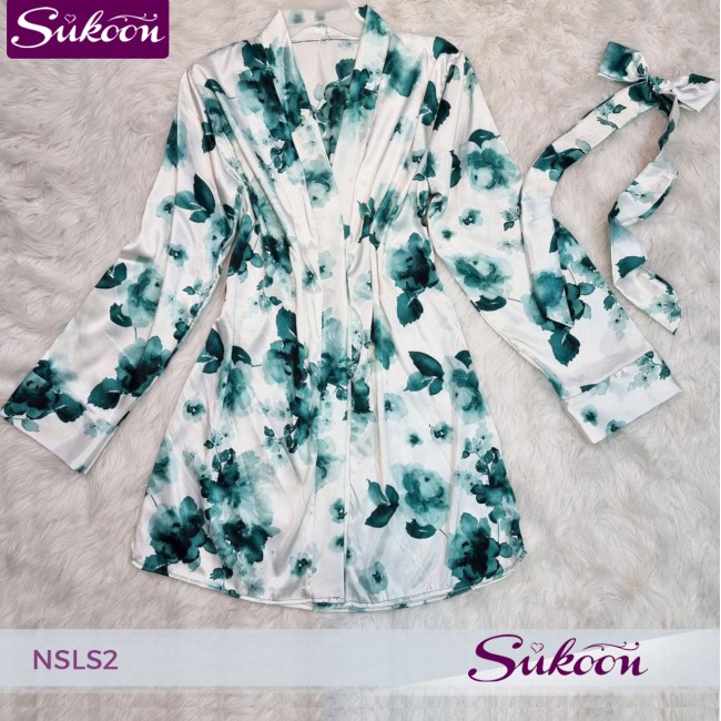nuisette court en satin fleuré -NSLS2-