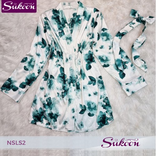 nuisette court en satin fleuré -NSLS2-