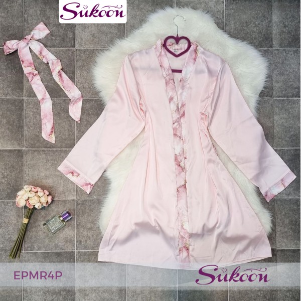 -Ensemble pyjama 05 pièces en soie rose-EPMR4P 2