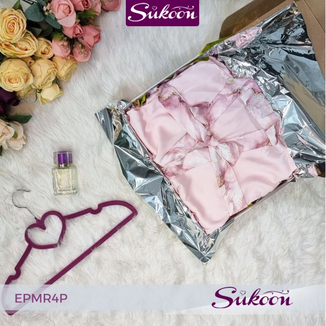-Ensemble pyjama 05 pièces en soie rose-EPMR4P