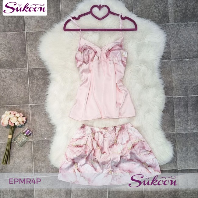 -Ensemble pyjama 05 pièces en soie rose-EPMR4P