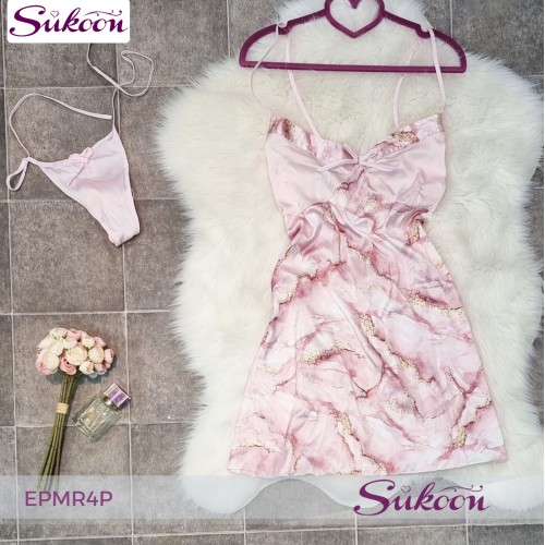 -Ensemble pyjama 05 pièces en soie rose-EPMR4P