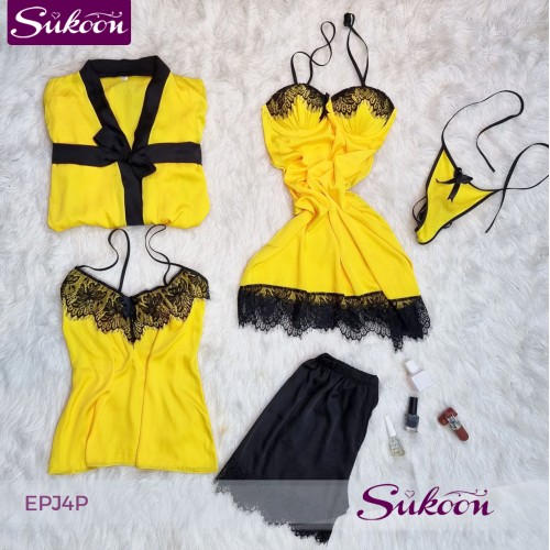 -Ensemble pyjama jaune 04 pièces-EPJ4P