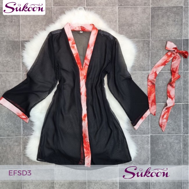 Ensemble pyjama 3 pièces en satin imprimé -EFSD3