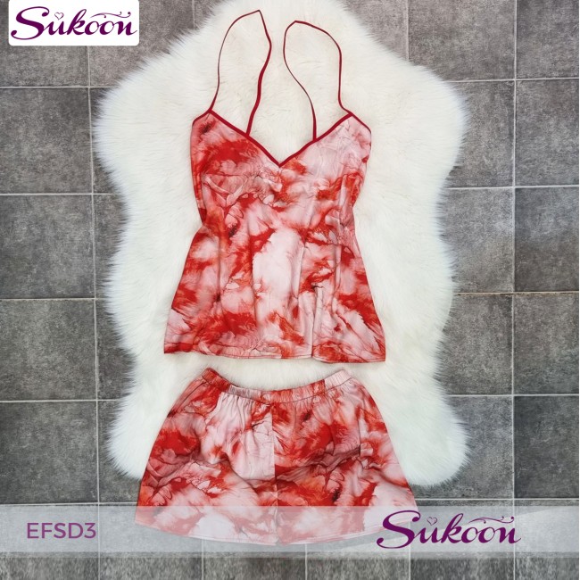 Ensemble pyjama 3 pièces en satin imprimé -EFSD3