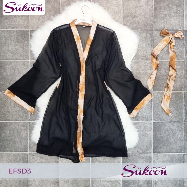 Ensemble pyjama 3 pièces en satin imprimé -EFSD3